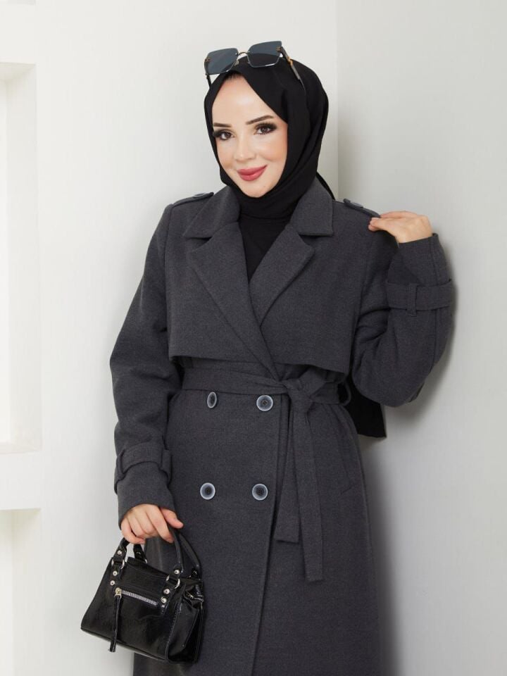 YENİ SEZON SÜPER KALİTE  EXTRA UZUN ASTARLI KALIN   TARZ ANTRASİT KAŞMİR KAŞE KABAN