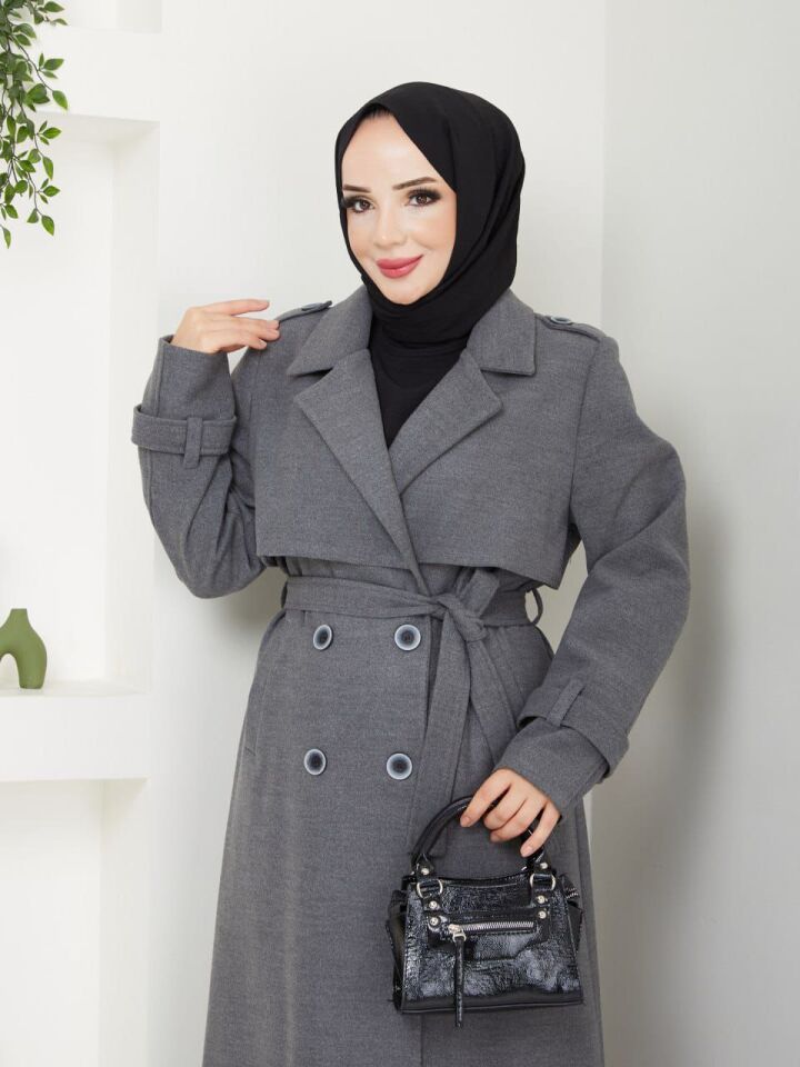 YENİ SEZON SÜPER KALİTE  EXTRA UZUN ASTARLI KALIN   TARZ GRİ KAŞMİR KAŞE KABAN