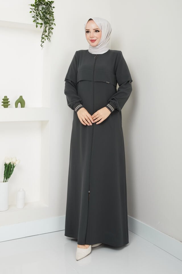 YENİ SEZON SPOR TARZ GENÇ RİBANALI PETEK KUMAŞ ANTRASİT YAZLIK FERACE