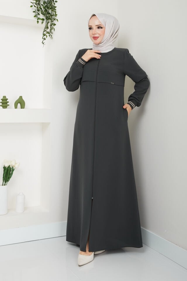 YENİ SEZON SPOR TARZ GENÇ RİBANALI PETEK KUMAŞ ANTRASİT YAZLIK FERACE