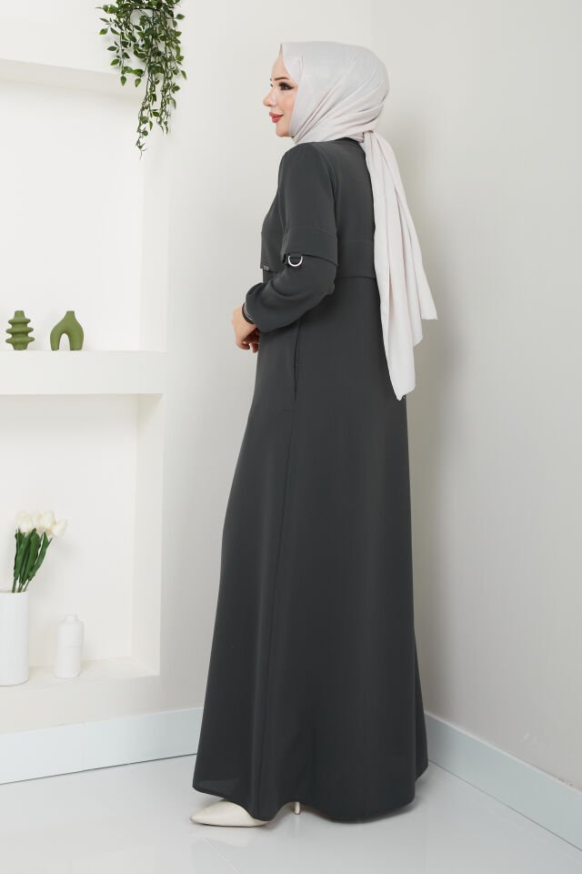 YENİ SEZON SPOR TARZ GENÇ RİBANALI PETEK KUMAŞ ANTRASİT YAZLIK FERACE