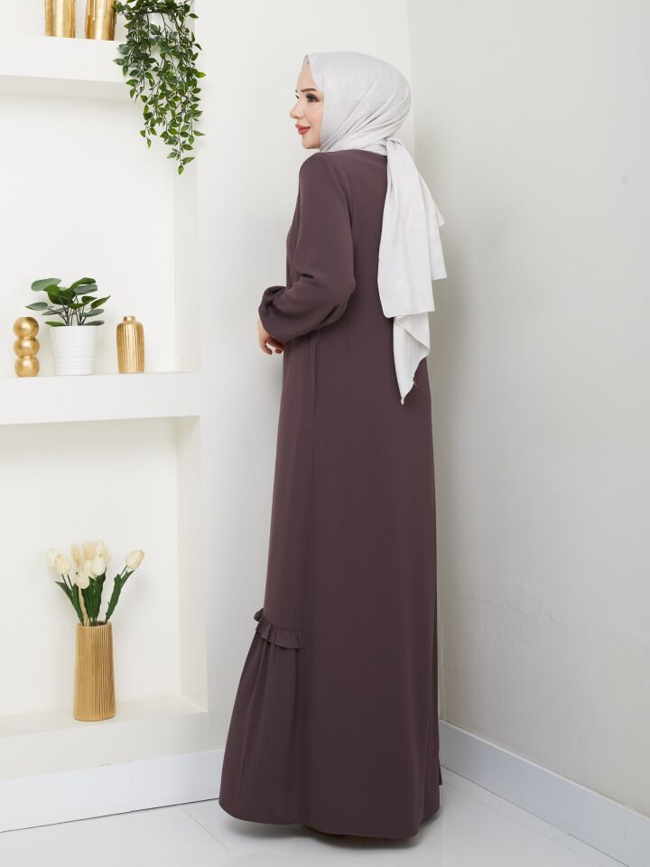 ETEĞİ PİLE DETAYLI  ÖZEL KESİM KOLLARI LASTİKLİ TAMBOY FERMUARLI YAZLIK KALİTELİ  FERACE VİZON