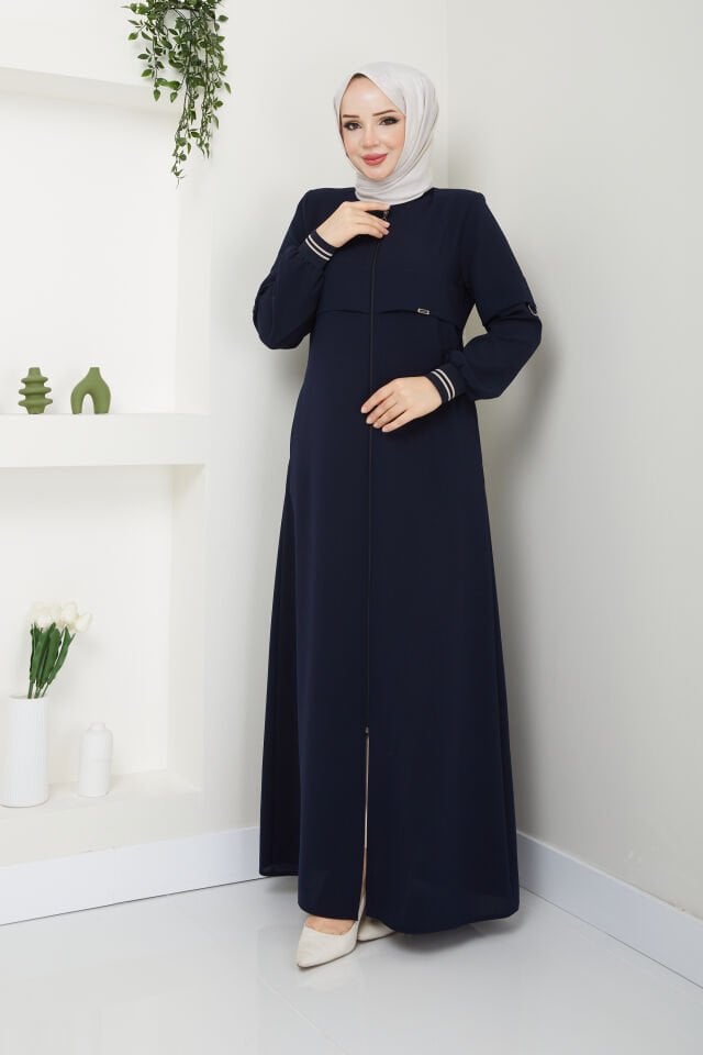 YENİ SEZON SPOR TARZ GENÇ RİBANALI PETEK KUMAŞ LACİVERT YAZLIK FERACE