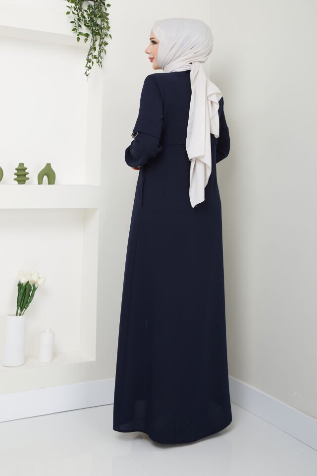 YENİ SEZON SPOR TARZ GENÇ RİBANALI PETEK KUMAŞ LACİVERT YAZLIK FERACE