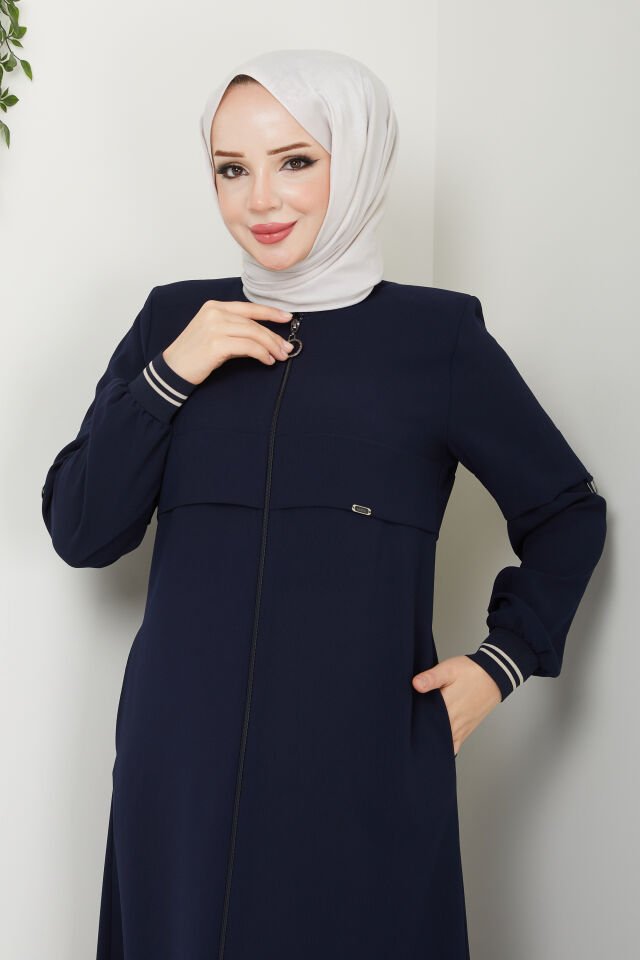 YENİ SEZON SPOR TARZ GENÇ RİBANALI PETEK KUMAŞ LACİVERT YAZLIK FERACE