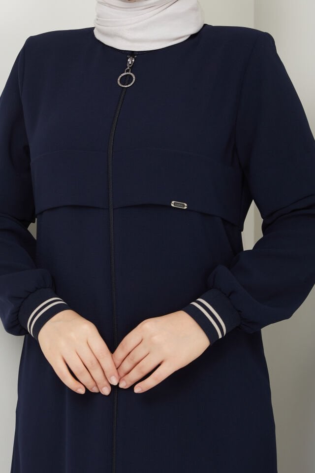 YENİ SEZON SPOR TARZ GENÇ RİBANALI PETEK KUMAŞ LACİVERT YAZLIK FERACE