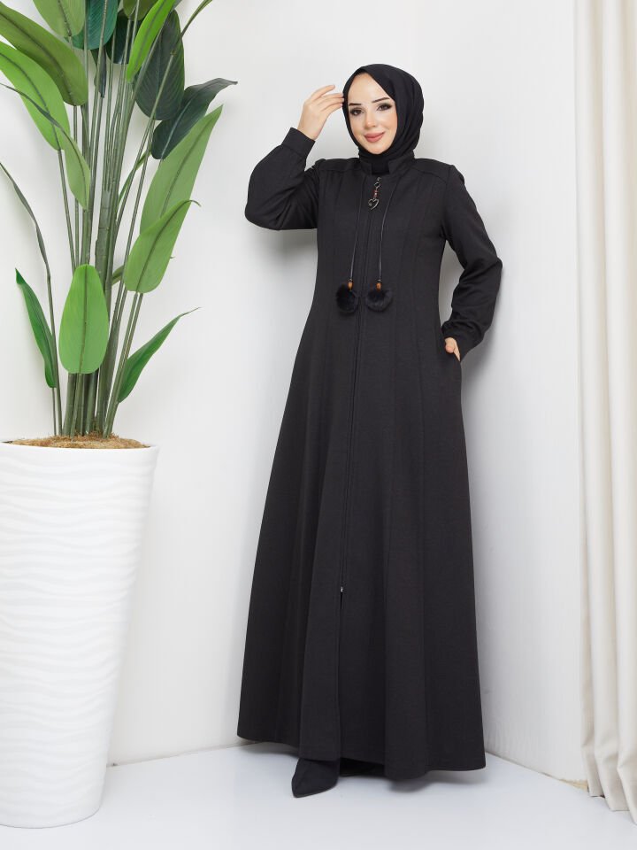 YENİ SEZON ASTARLI MEVLANA PARÇALI KESİM ŞIK MODELLİ KIŞLIK FERACE PARDESÜ MANTO