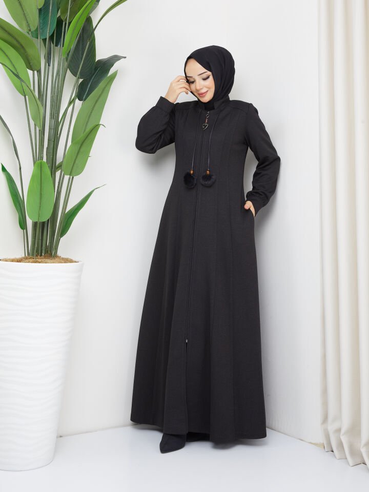 YENİ SEZON ASTARLI MEVLANA PARÇALI KESİM ŞIK MODELLİ KIŞLIK FERACE PARDESÜ MANTO