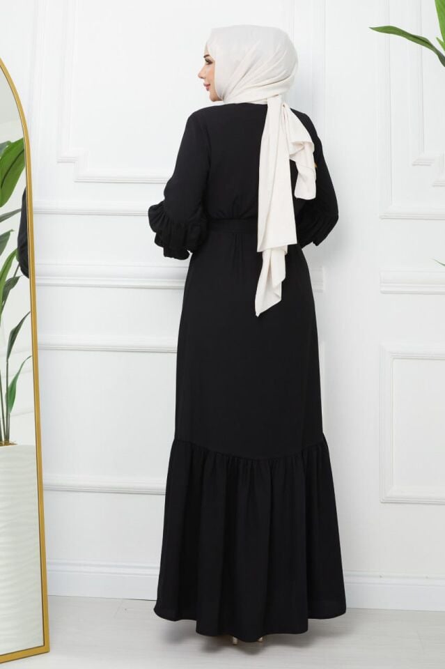 YENİ SEZON RABİA KUMAŞ  ŞIK TASARIM GENÇ FERACE ELBİSE ABAYA FERACE