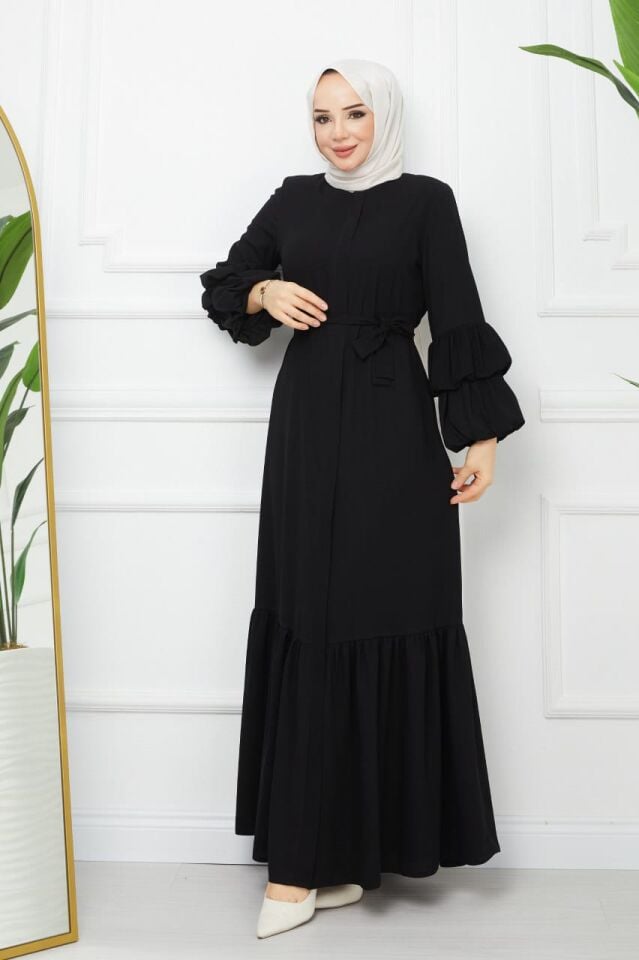 YENİ SEZON RABİA KUMAŞ  ŞIK TASARIM GENÇ FERACE ELBİSE ABAYA FERACE