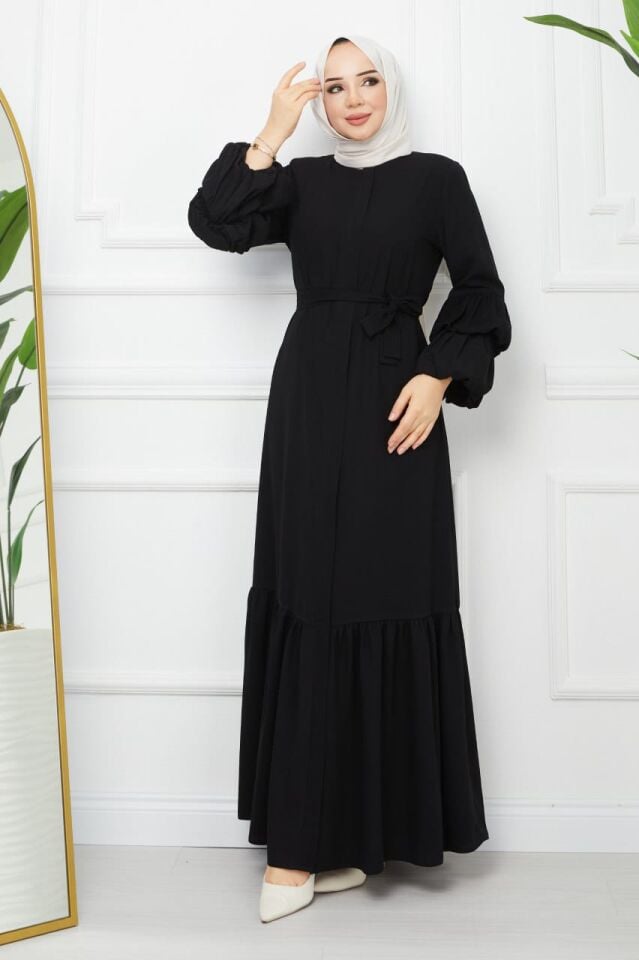 YENİ SEZON RABİA KUMAŞ  ŞIK TASARIM GENÇ FERACE ELBİSE ABAYA FERACE