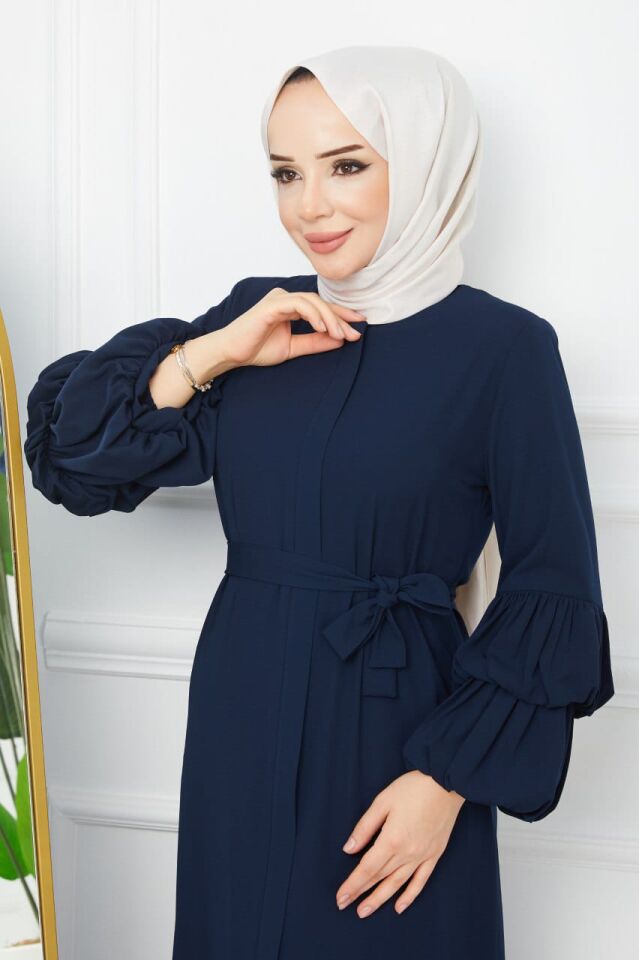 YENİ SEZON RABİA KUMAŞ  ŞIK TASARIM GENÇ FERACE ELBİSE ABAYA FERACE LACİVERT
