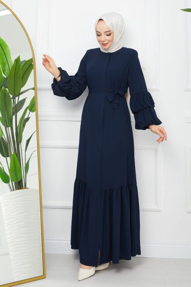 YENİ SEZON RABİA KUMAŞ  ŞIK TASARIM GENÇ FERACE ELBİSE ABAYA FERACE LACİVERT