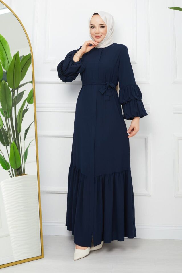 YENİ SEZON RABİA KUMAŞ  ŞIK TASARIM GENÇ FERACE ELBİSE ABAYA FERACE LACİVERT
