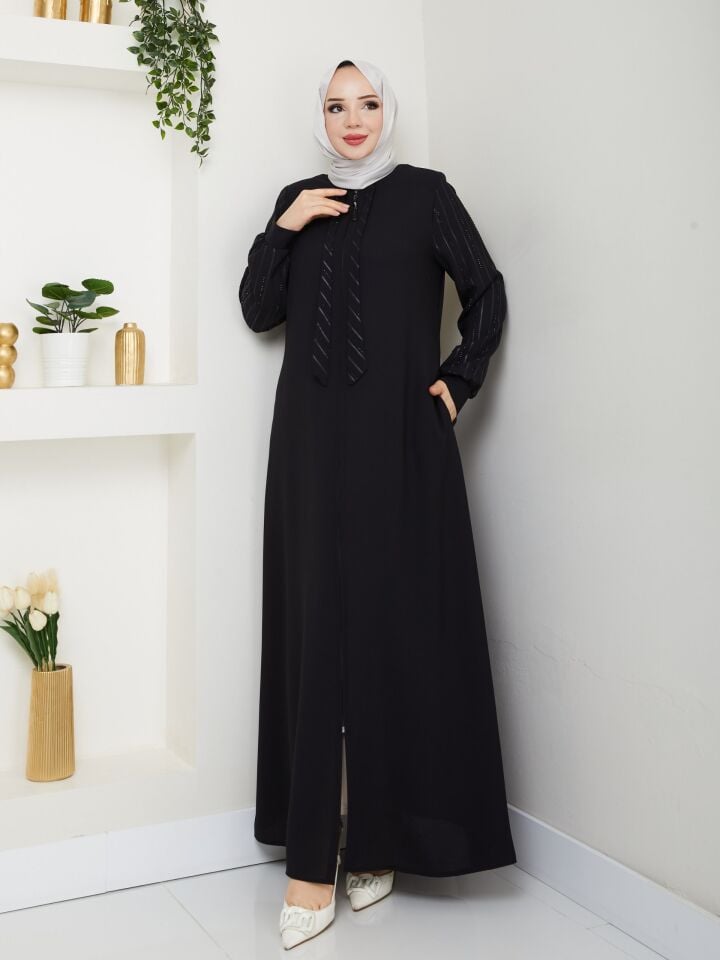 YENİ SEZON  TAŞ VE LAZER BASKI DETAYLI YAZLIK KALİTELİ ABAYA FERACE
