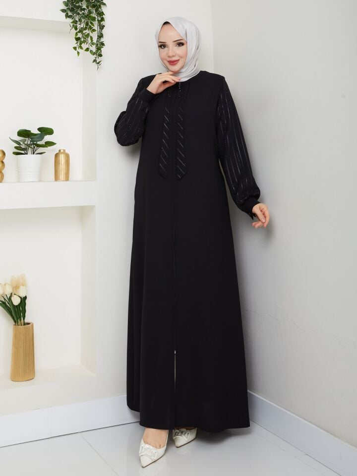 YENİ SEZON  TAŞ VE LAZER BASKI DETAYLI YAZLIK KALİTELİ ABAYA FERACE