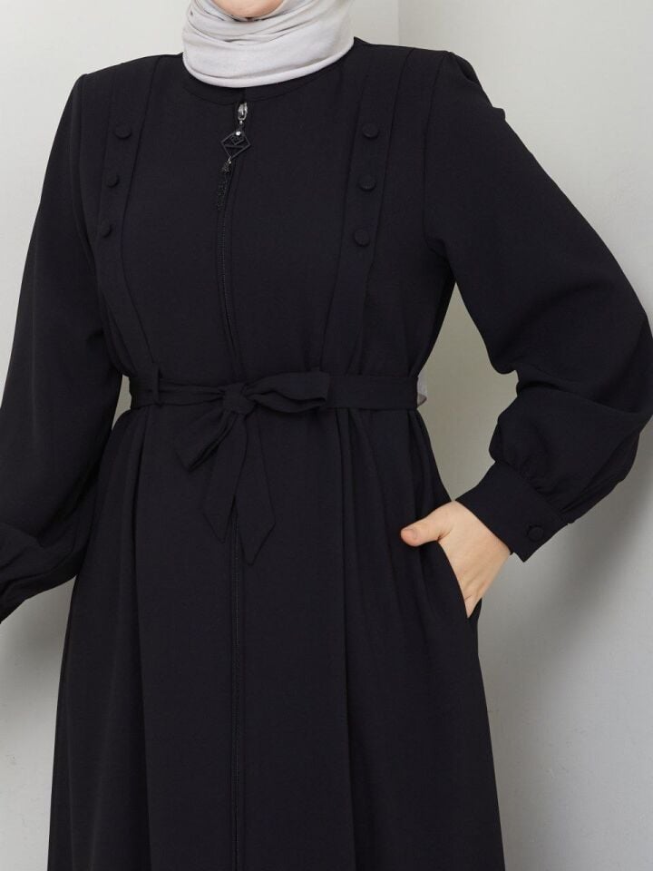 YENİ SEZON KALİTELİ ÖZEL KUMAŞ  ŞIK TASARIM HAKİM YAKA  YAZLIK FERACE SİYAH