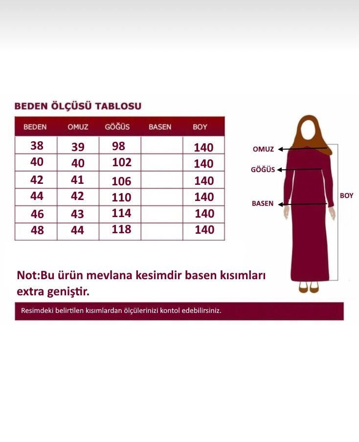 BELDEN İŞLEME DETAYLI , TAM KLOŞ MEVLANA FERACE KOLLARI LASTİKLİ İÇ GÖSTERMZ KAHVERENGİ YAZLIK FERACE