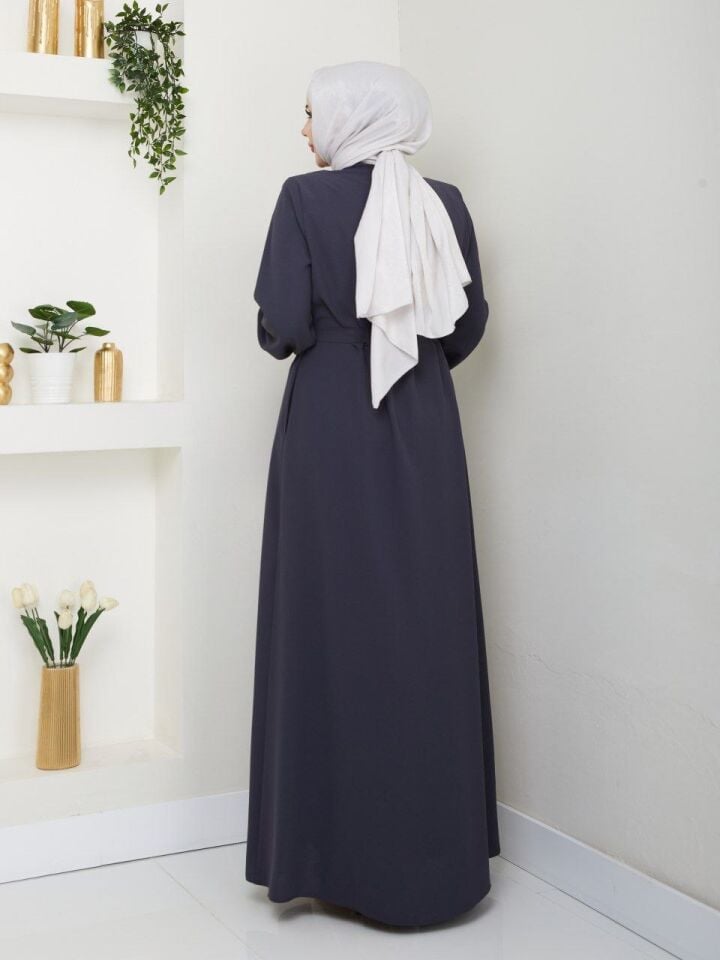 YENİ SEZON KALİTELİ ÖZEL KUMAŞ  ŞIK TASARIM HAKİM YAKA  YAZLIK FERACE  ANTRASİT GRİ