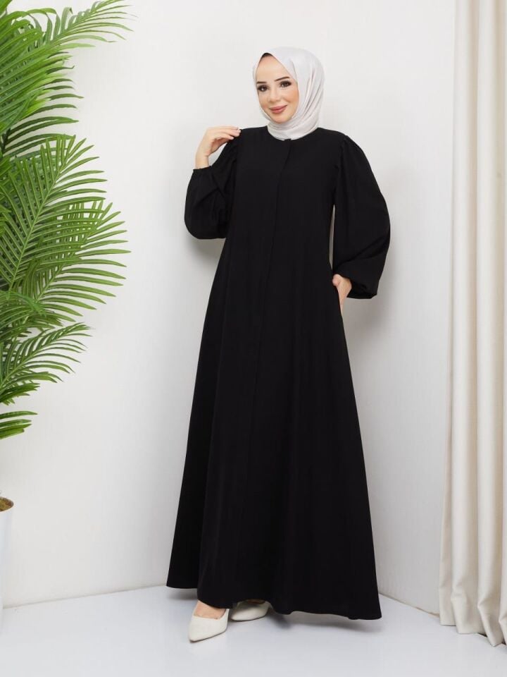 BALON KOL ŞIK TASARIM RAHAT KALİTELİ YAZLIK SİYAH FERACE