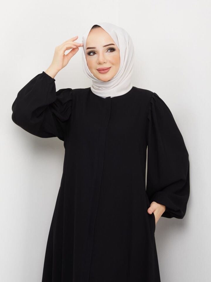 BALON KOL ŞIK TASARIM RAHAT KALİTELİ YAZLIK SİYAH FERACE