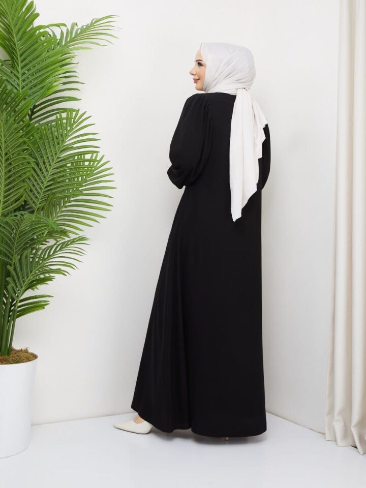 BALON KOL ŞIK TASARIM RAHAT KALİTELİ YAZLIK SİYAH FERACE