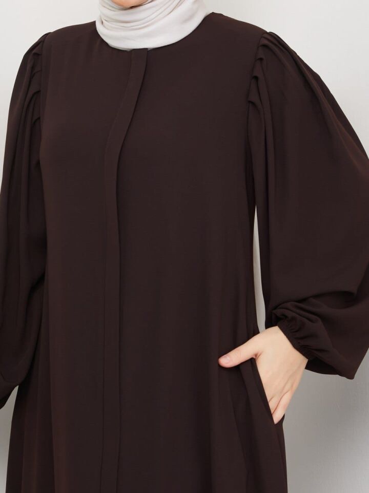 BALON KOL ŞIK TASARIM RAHAT KALİTELİ YAZLIK KAHVERENGİ FERACE