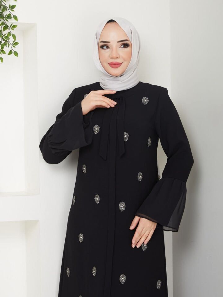 YENİ SEZON DAMLA TAŞ  ve TÜL DETAYLI ŞIK KALİTELİ  ABAYA FERACE