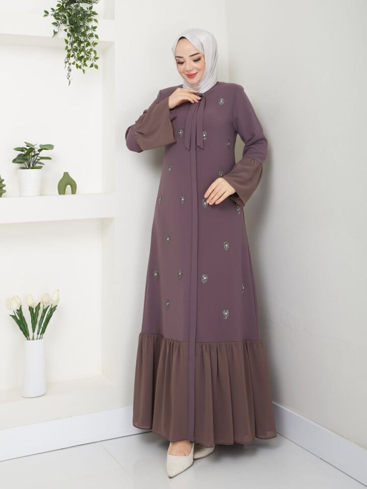 YENİ SEZON DAMLA TAŞ  ve TÜL DETAYLI ŞIK KALİTELİ  ABAYA FERACE