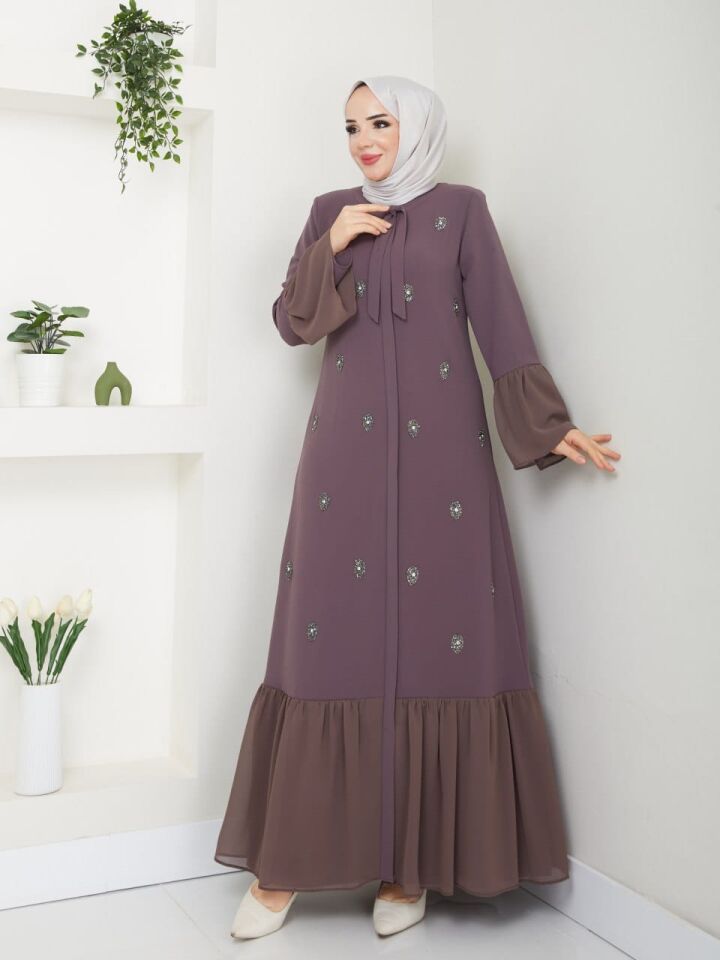 YENİ SEZON DAMLA TAŞ  ve TÜL DETAYLI ŞIK KALİTELİ  ABAYA FERACE