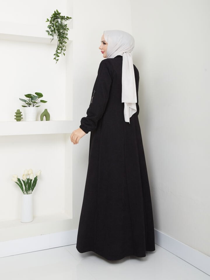 ŞÖNİL KUMAŞ ASTARLI MEVSİMLİK KIŞLIK ORTA KALINLIKTA KAHVERENGİ MEVLANA FERACE 42 - SİYAH